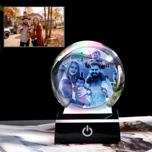 Engraved Crystal Ball With LED Light Base