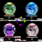 Boule de cristal gravée avec base lumineuse à LED