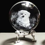 Dog and Cat Engraved Crystal Ball