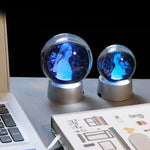 Boule de cristal gravée photo 2D avec support LED