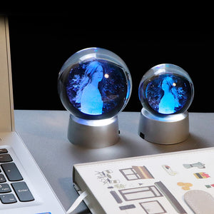 Sfera di cristallo incisa con foto 2D con supporto LED