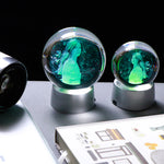 Sfera di cristallo incisa con foto 2D con supporto LED