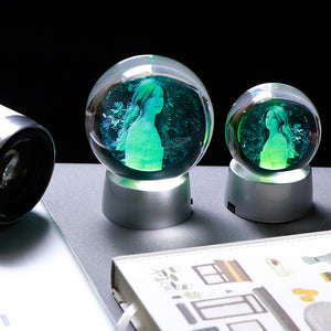 Sfera di cristallo incisa con foto 2D con supporto LED